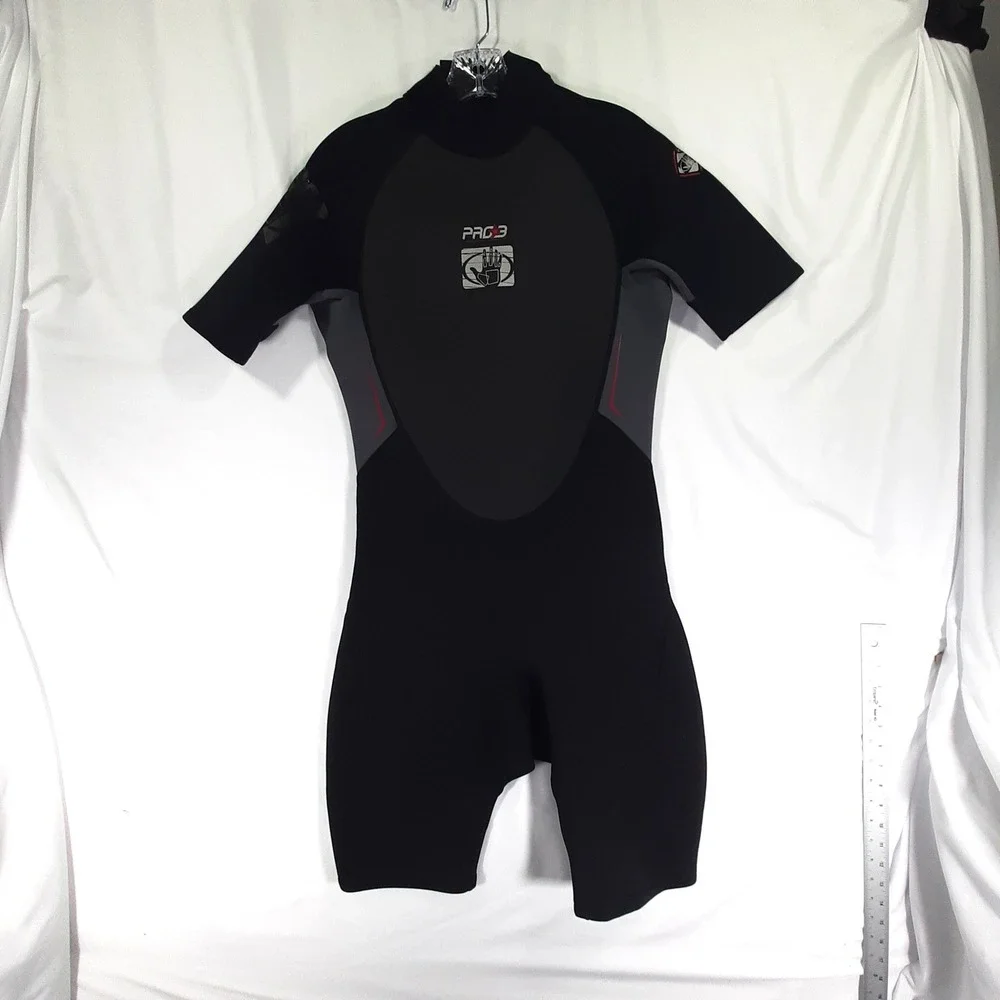 Body Glove Pro 3 Mens Shorty Wetsuit 2/1mm Black Grey Size Large *crease